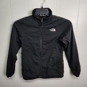 North Face Jacket Girls Medium 10/12 Black Full Zip‎ Fleece Lined Outdoors Coat